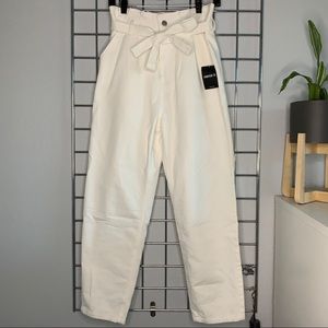 F21 White Paper Bag Jeans